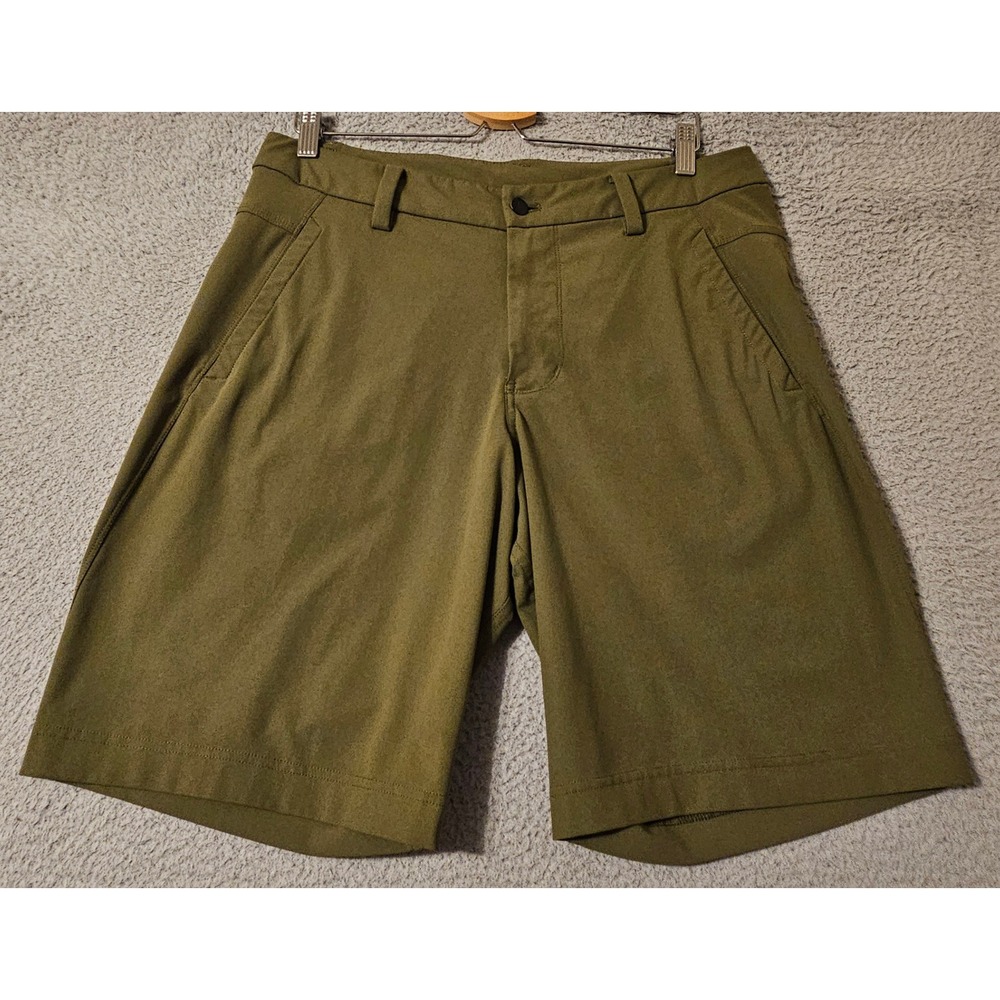Lululemon Golf Shorts Mens Size 34 x 10" Olive Green Chino Active Golf